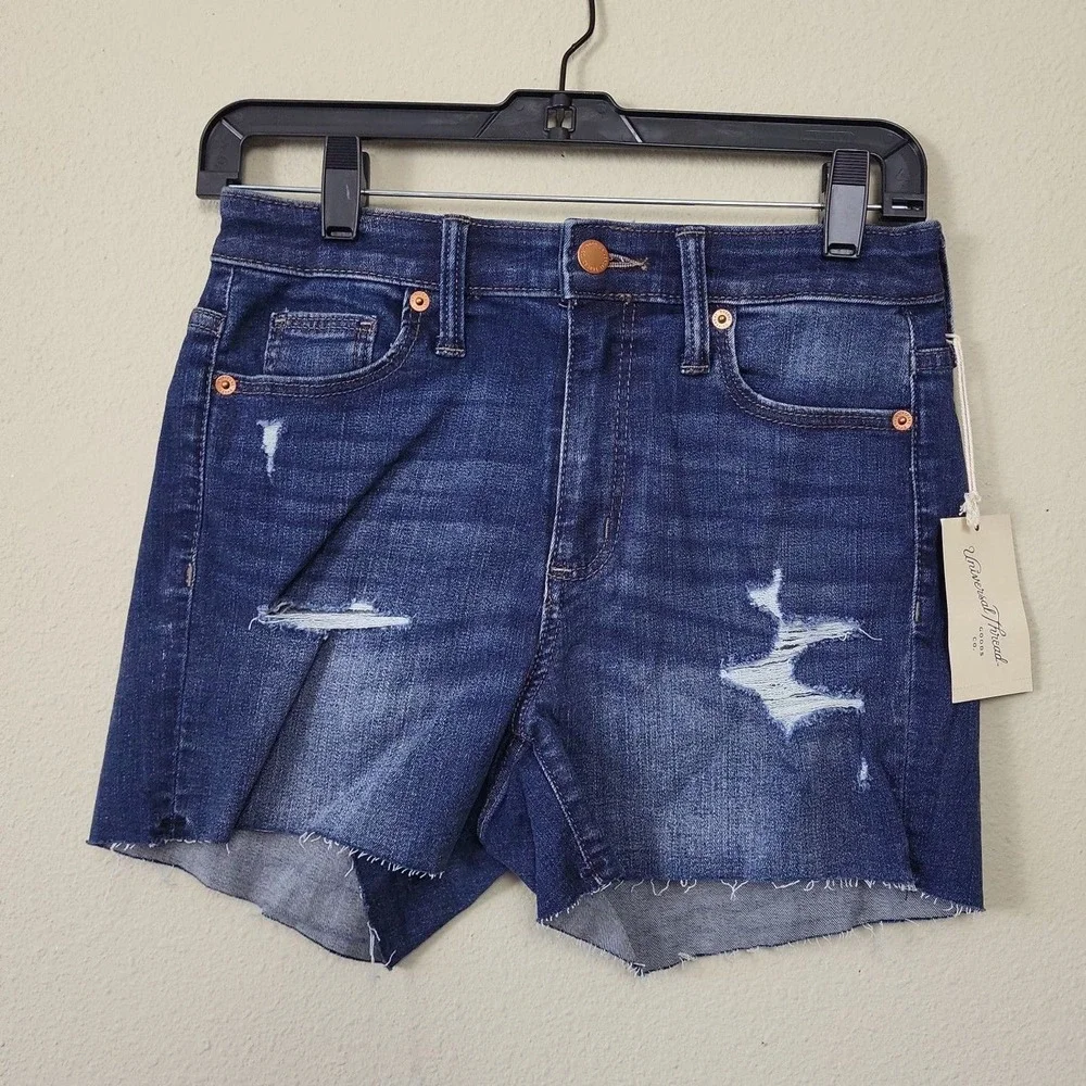 Universal Thread Womens Blue Dark Wash High Rise Denim Jean‎ Shorts Size 2/26